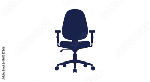Simple dark blue silhouette vector graphic illustration of an adjustable office chair