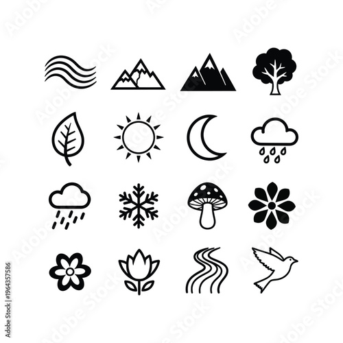 Weather and nature icons set collection.