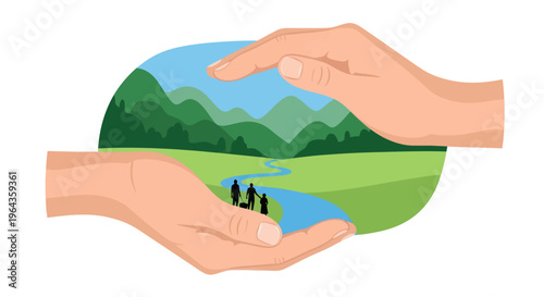 Hands Holding Environment Nature Landscape.