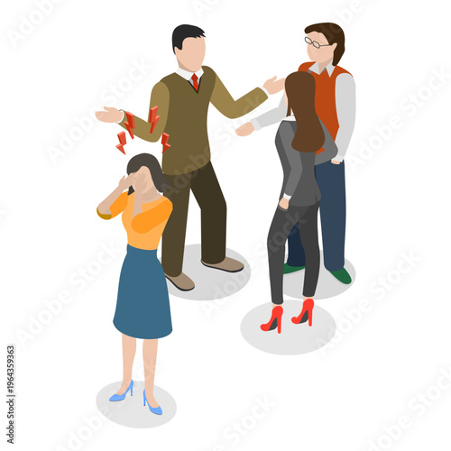 3D Isometric Flat Vector Illustration of Emergency Psychiatry, Psychological Problems. Item 1