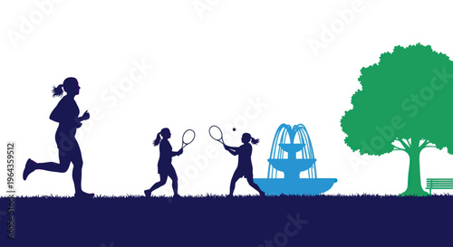 People exercising in the outdoors together.