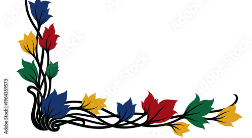 Colorful Maple Leaf Decorative Border Design.