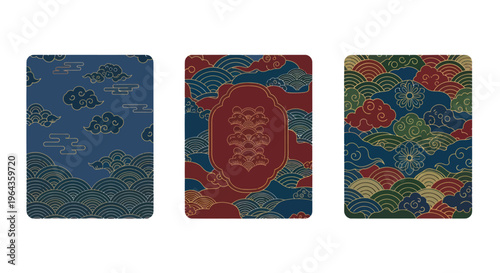 Colorful abstract rectangular pattern cards.