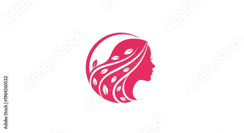 Womans profile silhouette with floral elements