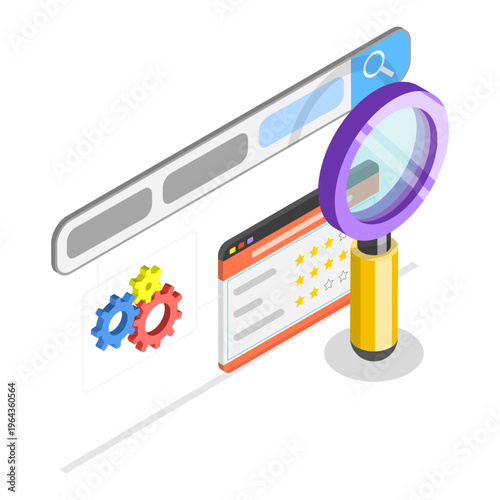 3D Isometric Flat Vector Illustration of SEO Targeting and Performance, Keyword Research Services. Item 3
