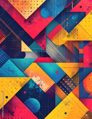 Dynamic Geometric Abstraction - A Vibrant Composition of Shapes and Colors.