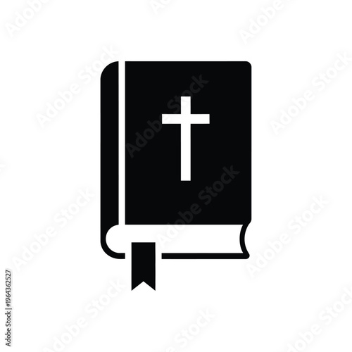 Illustration of vector bible book with cross symbol