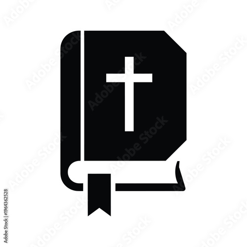 Illustration of vector bible book with cross symbol