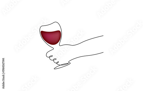 Minimalist one line drawing of  wine glasses clinking for a toast