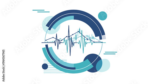 Abstract representation of a seismic wave graph with circular elements.