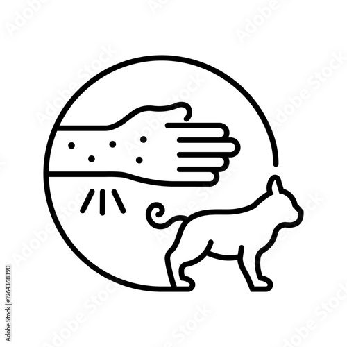 Animal allergy icon. Healthcare and allergy line symbol. Black and white.