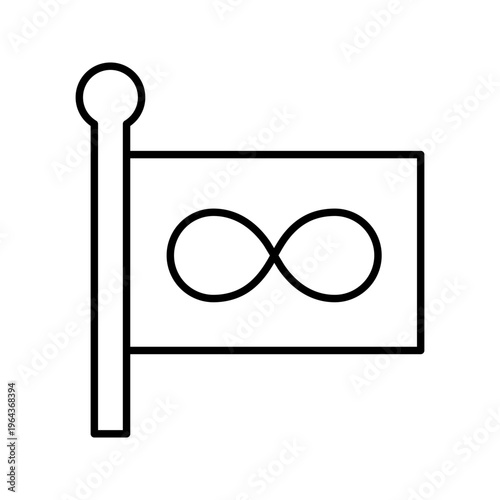 Autism pride flag icon. Society and autism awareness line symbol. Black and white.