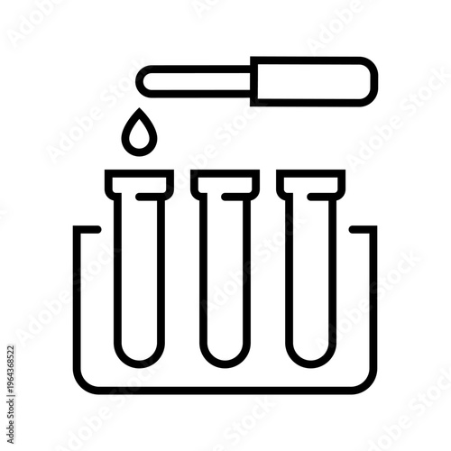 Blood test icon. Healthcare and laboratory testing line symbol. Black and white.
