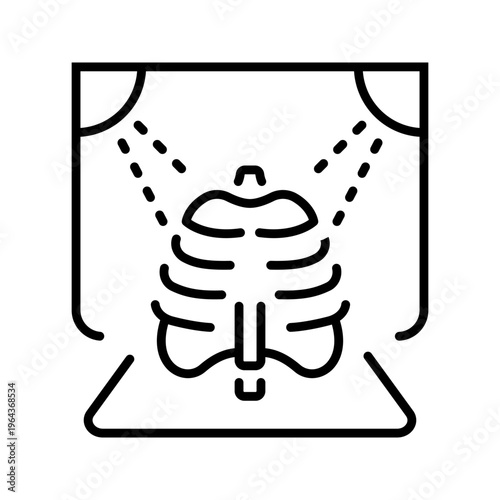 Bone xray icon. Healthcare and radiology line symbol. Black and white.