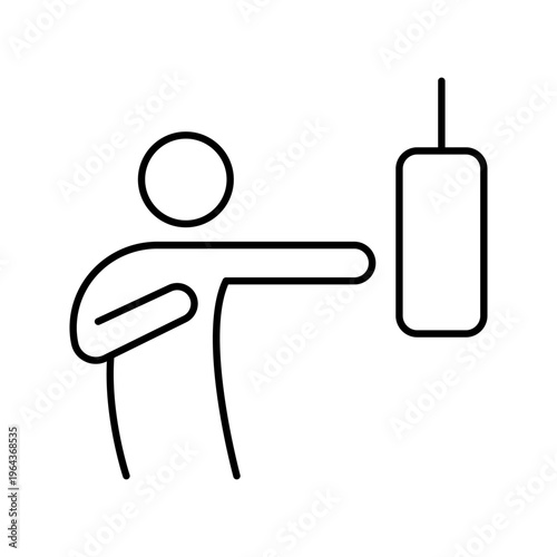Boxing training icon. Sports and combat sport line symbol. Black and white.