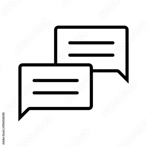 Chat bubble icon. Technology and messaging line symbol. Black and white.