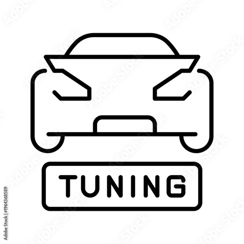 Car tuning icon. Industry and vehicle tuning line symbol. Black and white.