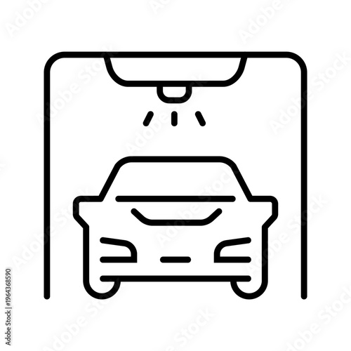 Car painting icon. Industry and vehicle painting line symbol. Black and white.