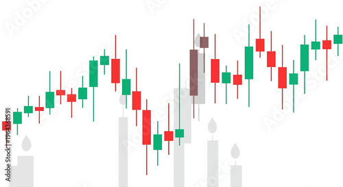 Candlestick Chart Showing Stock Market Trends and Volatility.