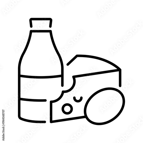 Dairy product icon. Food and dairy line symbol. Black and white.