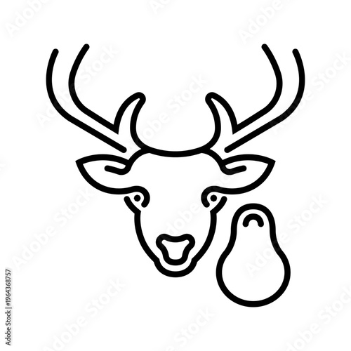 Deer meat icon. Food and meat line symbol. Black and white.
