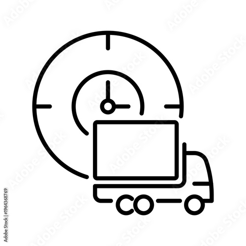 Delivery time icon. Business and shipping line symbol. Black and white.