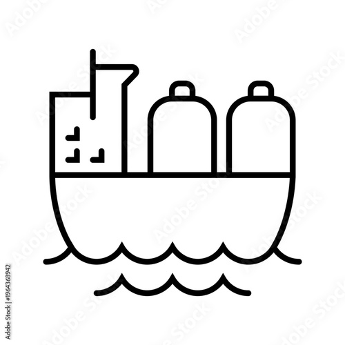 Gas tanker icon. Industry and oil and gas line symbol. Black and white.
