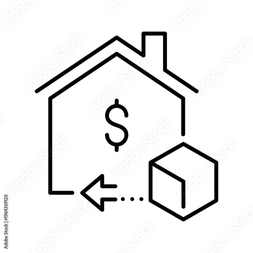 Home delivery icon. Business and shipping line symbol. Black and white.