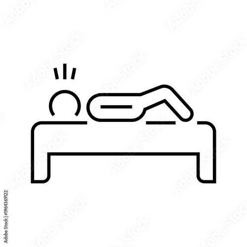 Hospital patient icon. Healthcare and patient care line symbol. Black and white.