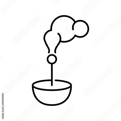 Incense stick icon. Lifestyle and aromatherapy line symbol. Black and white.