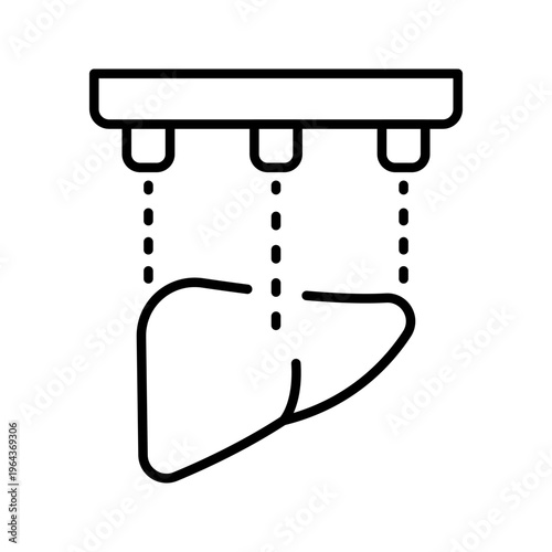Liver bioprinting icon. Healthcare and bioprinting line symbol. Black and white.