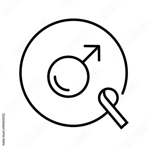 Male cancer icon. Healthcare and oncology line symbol. Black and white.