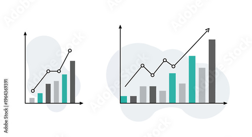 Two business growth charts showing upward trends and bar graphs.