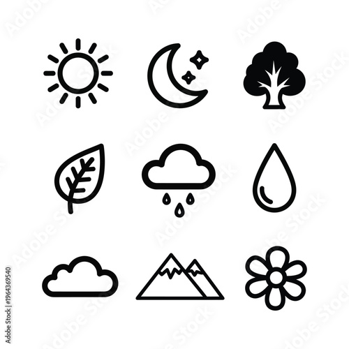 Weather and Nature Icons Set.