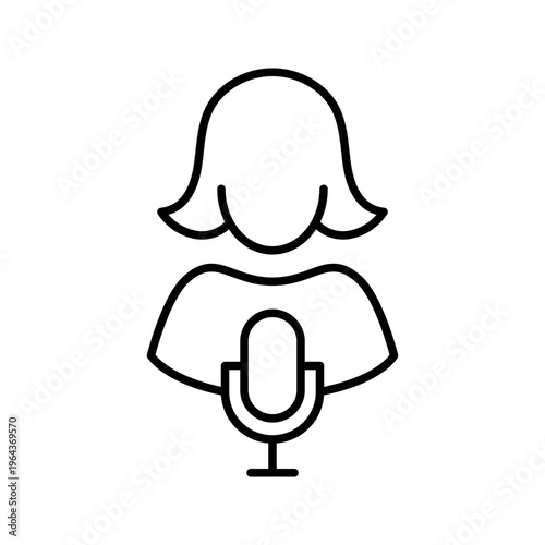 Podcast host icon. Media and podcasting line symbol. Black and white.