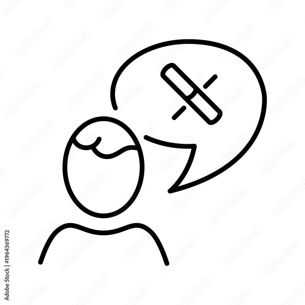 Obraz premium Smoking ban icon. Healthcare and tobacco control line symbol. Black and white.