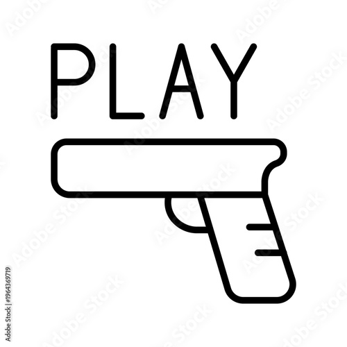 Shooting game icon. Entertainment and shooter games line symbol. Black and white.