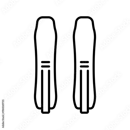 Ski equipment icon. Sports and skiing line symbol. Black and white.