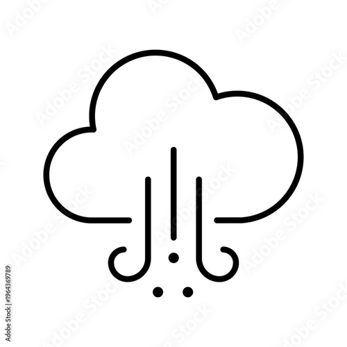 Snow shower icon. Weather and precipitation line symbol. Black and white.