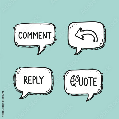 A speech bubble with a modern design on a pastel background, conveying a sense of friendly conversation and approachability.