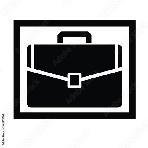 Illustration of vector briefcase icon in black and white
