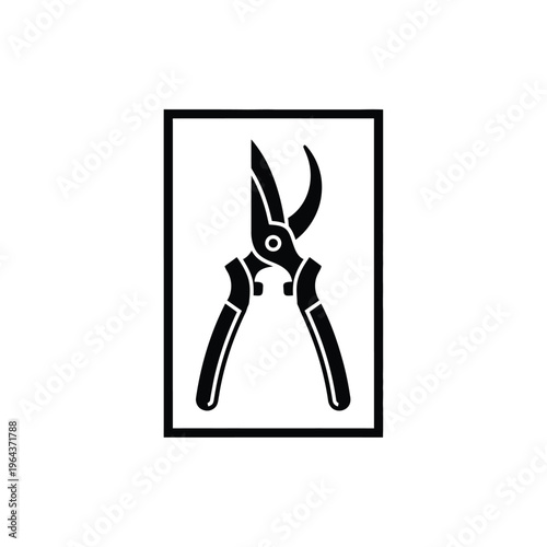Illustration of vector pliers icon in black and white
