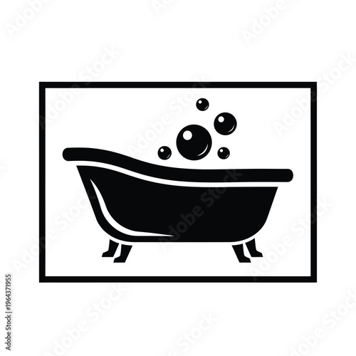 Illustration of vector black bathtub with bubbles