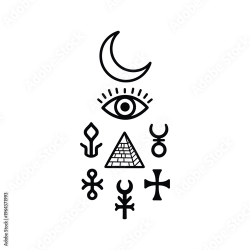 Collection of occult and mystical symbols.