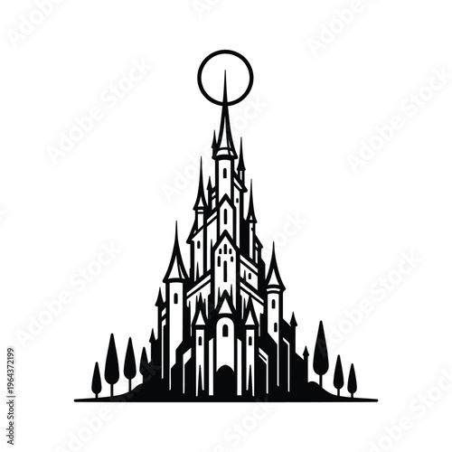 Black silhouette of a medieval castle.