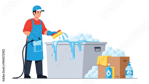 Cleaning Process Illustration: An illustration capturing a professional individual in the process of scrubbing, emphasizing hygiene and maintenance.