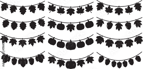 Foto Black Solid Autumn Party Bunting and Garland Silhouettes