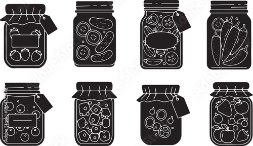 Black Solid Autumn Harvest Canning Jar and Preserve Silhouettes