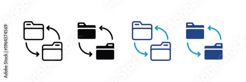 Synchronized folders for data backup, cloud storage and file transfer network icon set. Information exchange and update symbol. Vector Illustration.