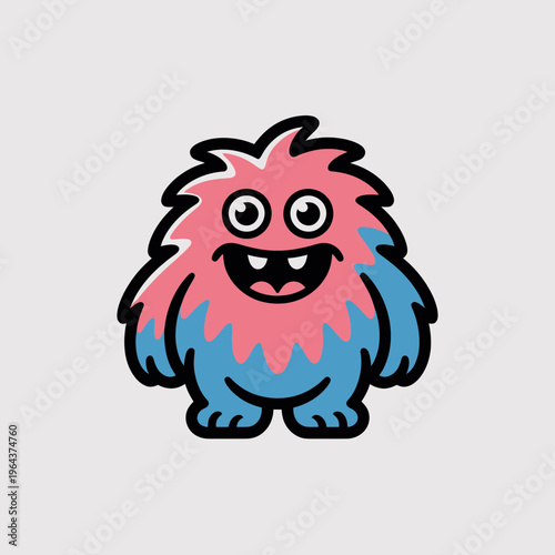 Pink and Blue Monster Cartoon Character